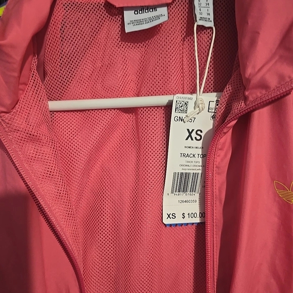 Adidas Xs Fakten Pink and Yellow Track Jacket with Color-Blocking Design 80s NWT - Picture 7 of 10